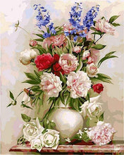 Carica l&#39;immagine nel visualizzatore di Gallery, Dipingere con i numeri - Fiori Colorati In Un Vaso Bianco