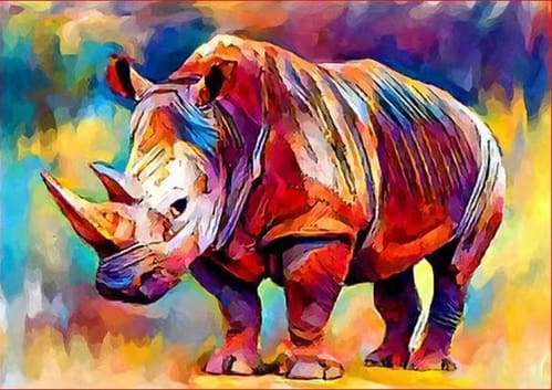 Dipingere con i numeri - Rinoceronte Colorato