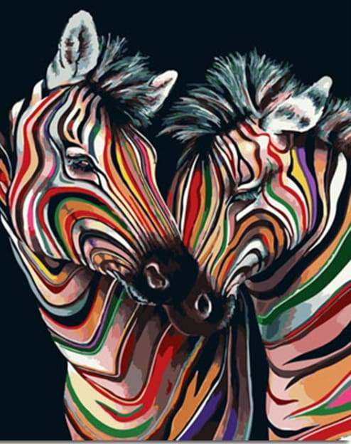 Dipingere con i numeri - Coppia Di Zebre Colorate