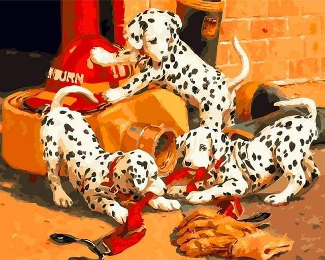 Dipingere con i numeri - Dalmata Che Giocano