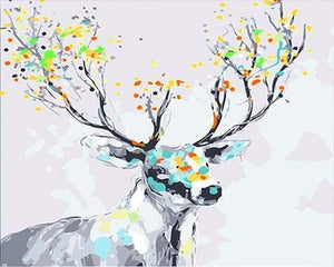 Dipingere con i numeri - Cervo Con Legno Colorato