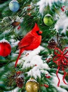 Diamond Painting - Uccello Sull'Albero Di Natale