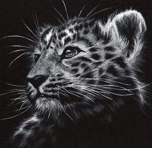 Diamond Painting - Leopardo In Bianco E Nero