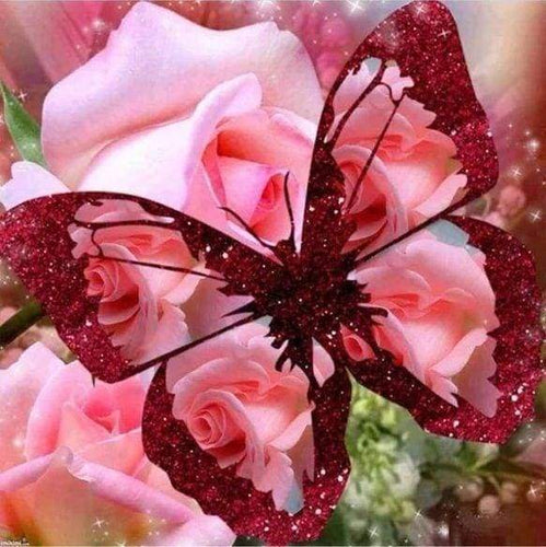 Diamond Painting - Farfalla Con Rosa
