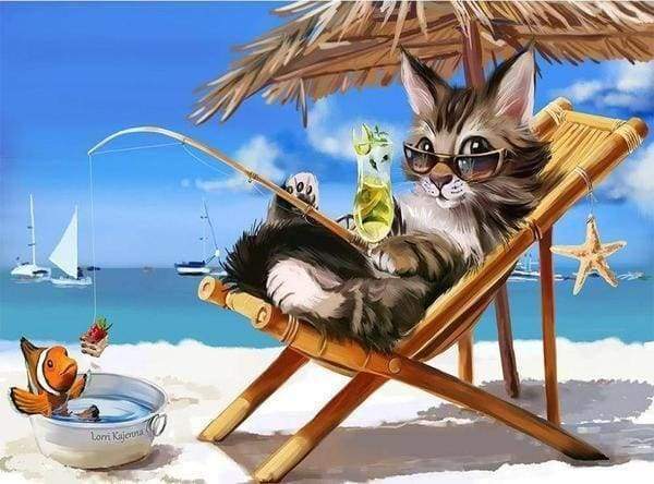 Diamond Painting - Gatto Che Si Rilassa D'Estate