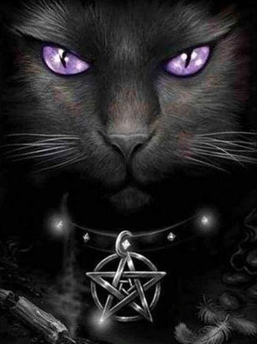 Diamond Painting - Gatto Con Gli Occhi Viola