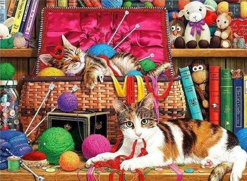 Diamond Painting - Gatti Che Giocano