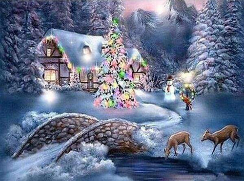 Diamond Painting - Lo Chalet Invernale Sulla Neve