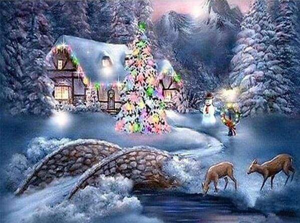 Diamond Painting - Lo Chalet Invernale Sulla Neve