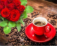 Carica l&#39;immagine nel visualizzatore di Gallery, Diamond Painting - Bouquet Di Rose E Caffè