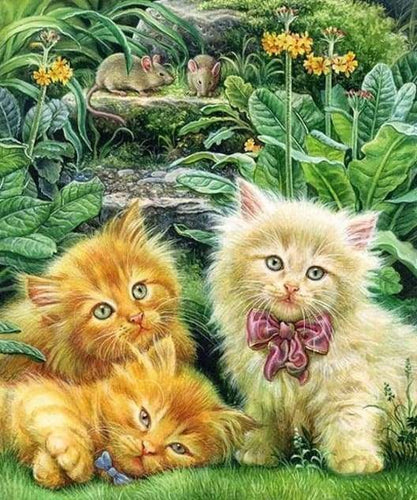Diamond Painting - Gattini Carini In Giardino