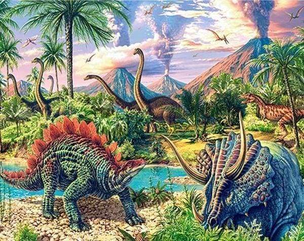 Diamond Painting - Dinosauri E Paesaggio