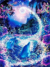 Carica l&#39;immagine nel visualizzatore di Gallery, Diamond Painting - Delfini E Fiume Incantato