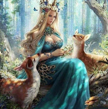 Carica l&#39;immagine nel visualizzatore di Gallery, Diamond Painting - Fata E Cerbiatti Nella Foresta