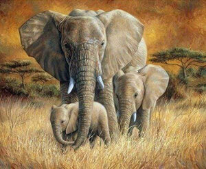 Diamond Painting - Famiglia Di Elefanti