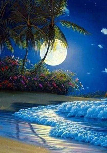 Diamond Painting - Luna Piena Sulla Spiaggia