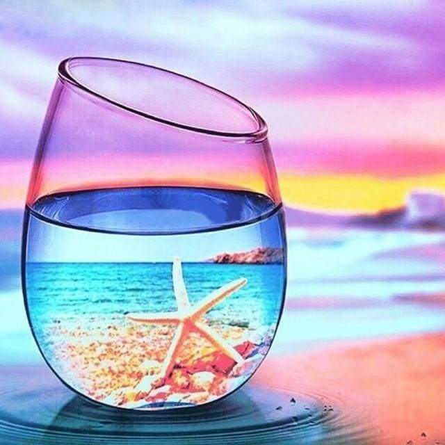 Diamond Painting - Bicchiere D'Acqua E Stella Marina