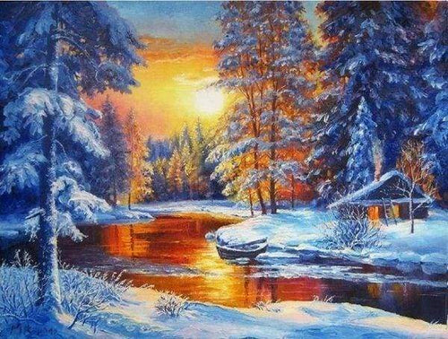 Diamond Painting - Bagliore Del Tramonto Sul Fiume
