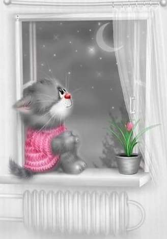 Diamond Painting - Gattino Chiaro Di Luna