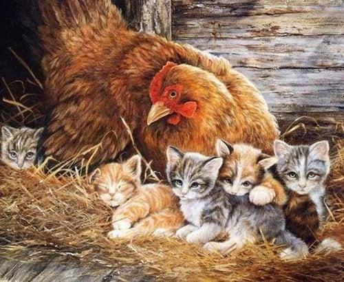 Diamond Painting - Gattini E Gallina