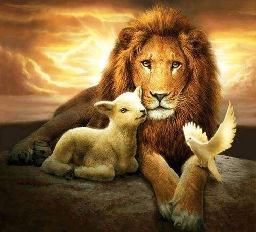 Diamond Painting - Leone, Pecora E Uccello