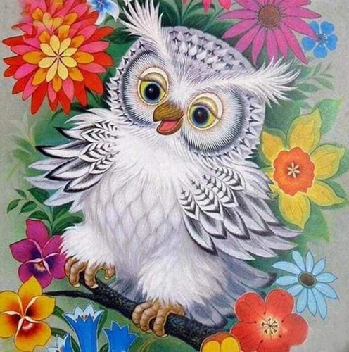 Diamond Painting - Gufo E Fiori