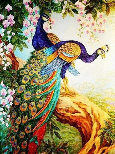 Diamond Painting - Pavoni Su Un Ramo