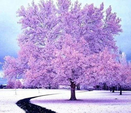 Diamond Painting - Albero Rosa Nella Neve