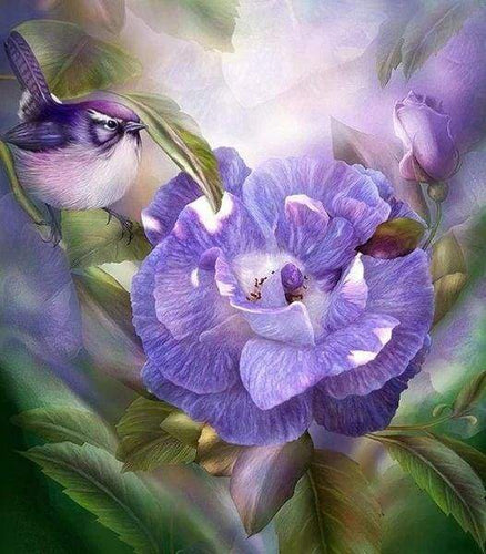 Diamond Painting - Fiore Viola E Uccello