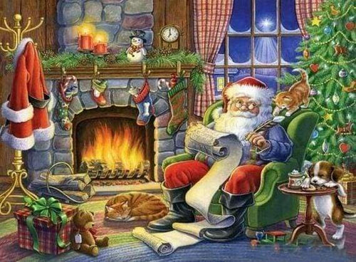 Diamond Painting - Babbo Natale Accanto Al Caminetto