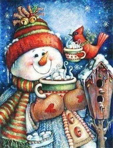 Diamond Painting - Pupazzo Di Neve E Cioccolata Calda