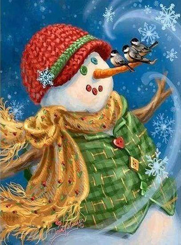 Diamond Painting - Pupazzo Di Neve Con Giacca Verde