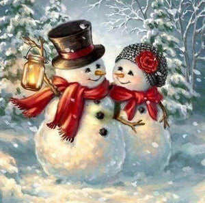 Diamond Painting - Coppia Di Pupazzi Di Neve