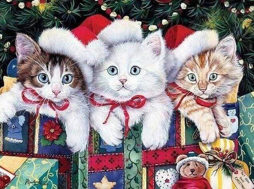 Diamond Painting - Tre Gattini Di Natale