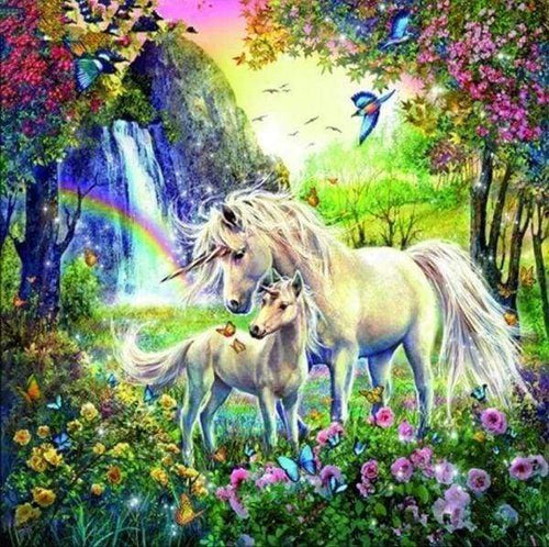 Diamond Painting - Unicorni In Un Campo Di Fiori