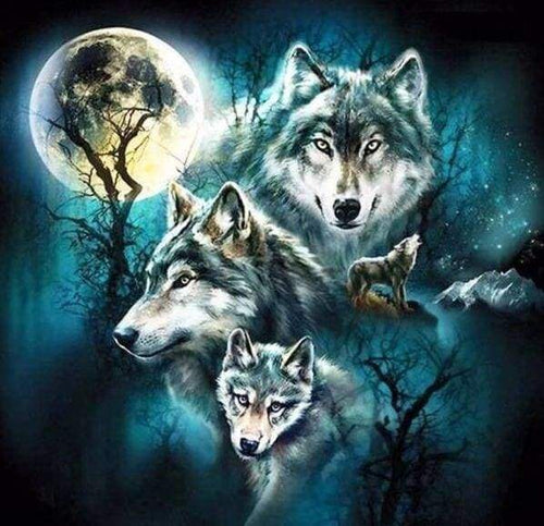 Diamond Painting - Lupo E Luna Piena