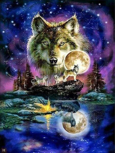 Diamond Painting - Lupi E Cielo Lunare