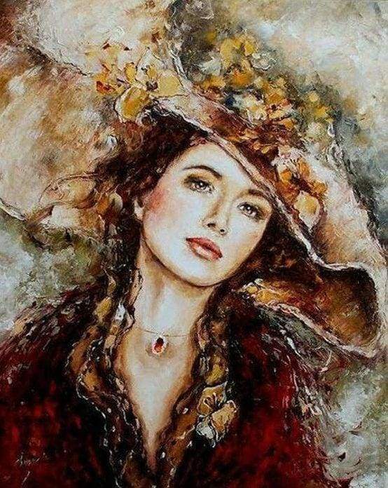 Diamond Painting - Donna Con Cappello