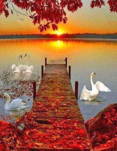 Diamond Painting - Piattaforma In Legno E Tramonto