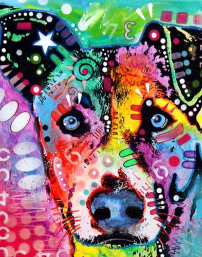 Dipingere con i numeri - Cane Colorato Alla Moda
