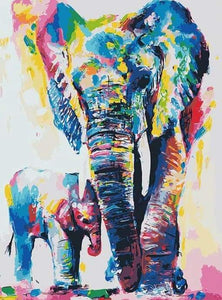Dipingere con i numeri - Acquerello Di Elefanti