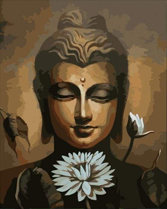 Dipingere con i numeri - Volto Di Buddha E Fiore Di Loto