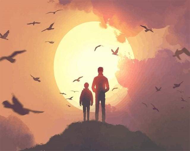 Dipingere con i numeri - Padre E Figlio Sulla Vetta