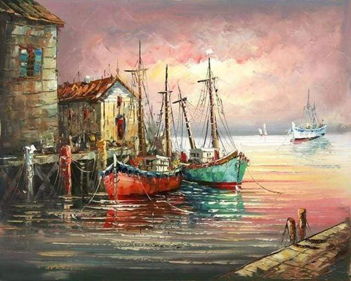Dipingere con i numeri - Barche Da Pesca Al Porto