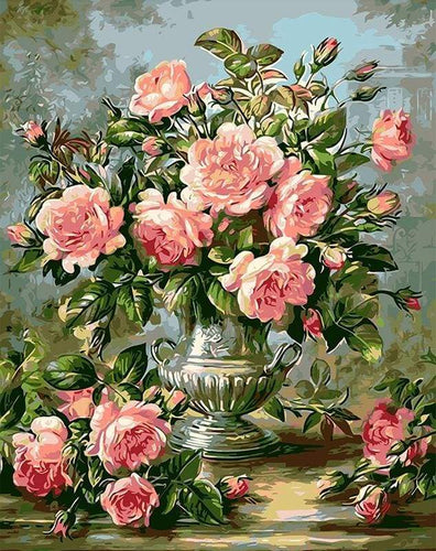 Dipingere con i numeri - Fiori In Un Vaso Di Peltro
