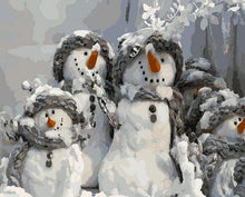 Carica l&#39;immagine nel visualizzatore di Gallery, Dipingere con i numeri - Quattro Pupazzi Di Neve Di Natale