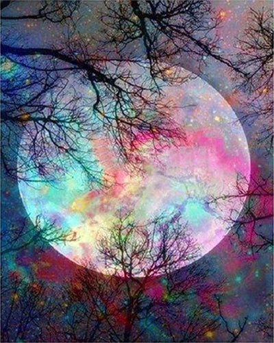 Dipingere con i numeri - Luna Piena Con Riflessi Colorati