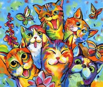 Dipingere con i numeri - Gatti Felici