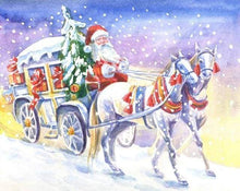 Carica l&#39;immagine nel visualizzatore di Gallery, Dipingere con i numeri - Carrozza Trainata Da Cavalli E Babbo Natale