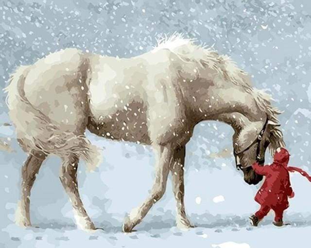Dipingere con i numeri - Cavallo Nella Neve